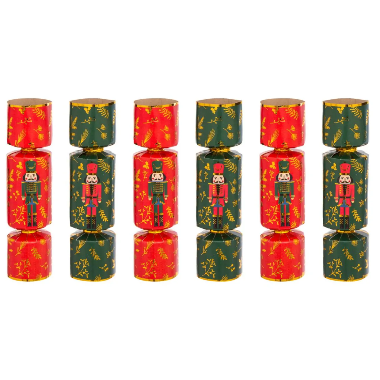 Lot de 6 crackers de Noël Soldats Casse-noisette Vert et Rouge