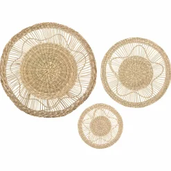 Lot de 3 décorations murales roseau (D20-30-45 cm) Seagrass Naturel