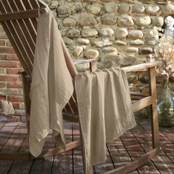 Lot de 2 essuie-mains gaze de coton (50 x 70 cm) Gaïa Ficelle