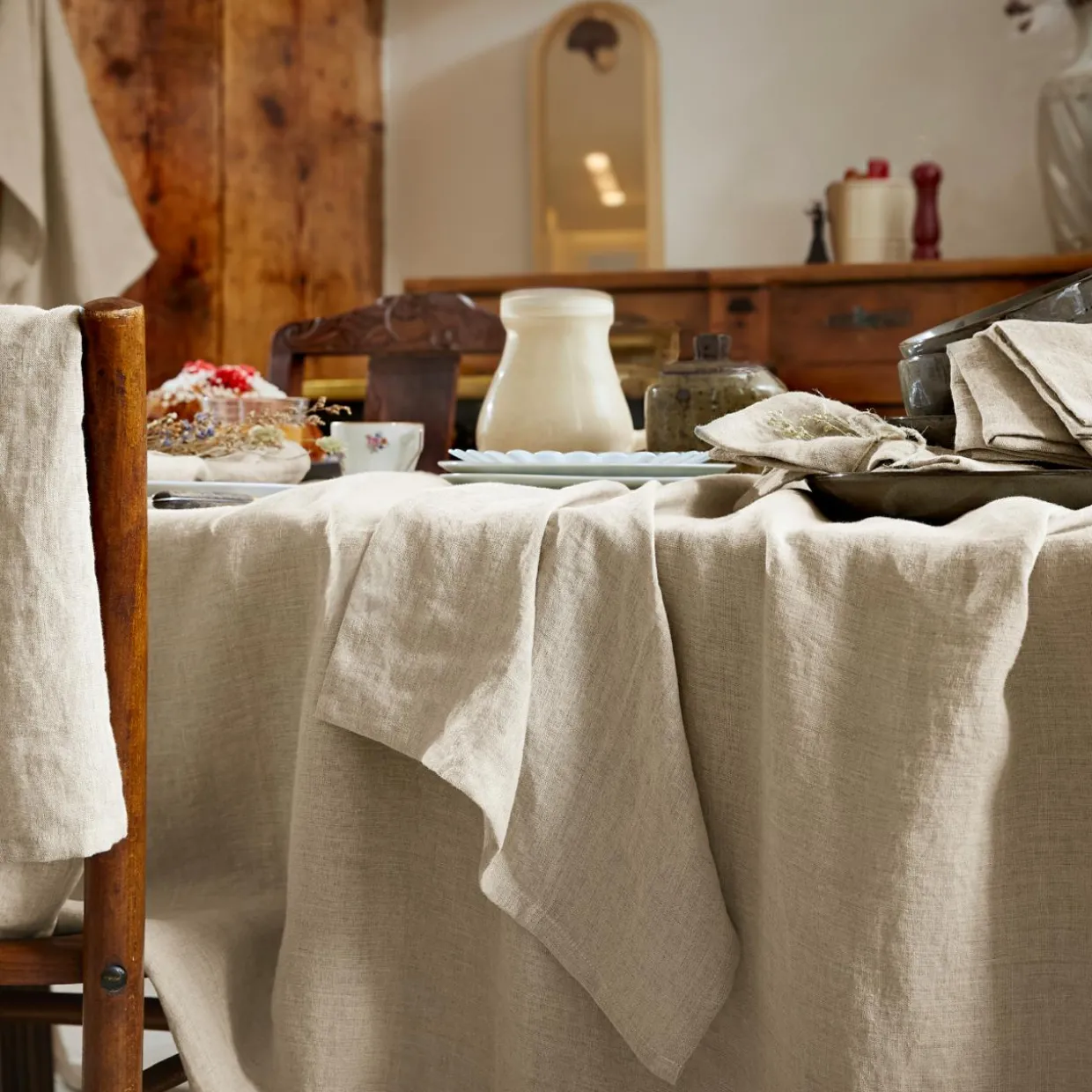 Lot de 2 essuie-mains lin lavé (50 x 70 cm) Louise Beige