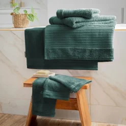 Lot de 2 gants de toilette coton bio (15 x 21 cm) Méline Vert émeraude