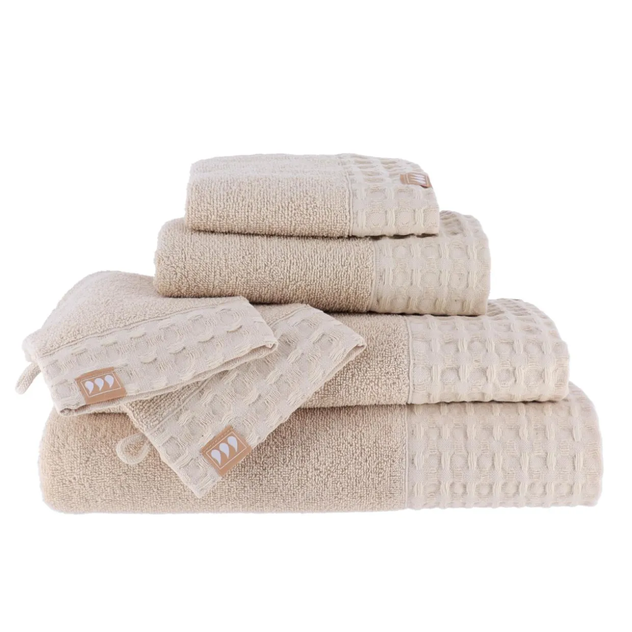 Lot de 2 gants de toilette coton (15 x 21 cm) Season Color Beige