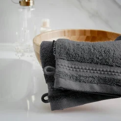 Lot de 2 gants de toilette coton bio (15 x 21 cm) Méline Gris orage