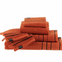 Lot de 2 gants de toilette coton (15 x 21 cm) Black Line Joia Terracotta / noir