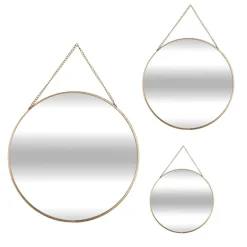 Lot de 3 miroirs en métal (D29 cm) Ovalia Or
