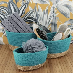 Lot de 3 paniers de rangement (H13 cm) Timeless Vert caraïbes