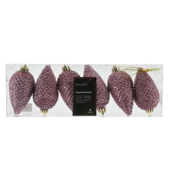 Lot de 6 pommes de pin à suspendre (H8 cm) Alpine Vieux rose
