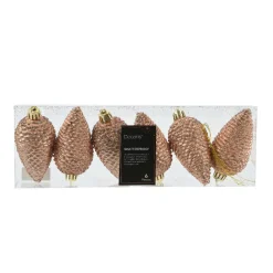 Lot de 6 pommes de pin à suspendre (H8 cm) Alpine Pêche