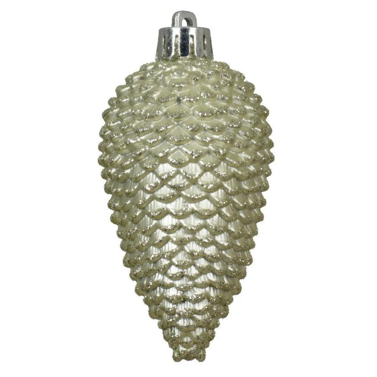 Lot de 6 pommes de pin à suspendre (H8 cm) Alpine Menthe blanche