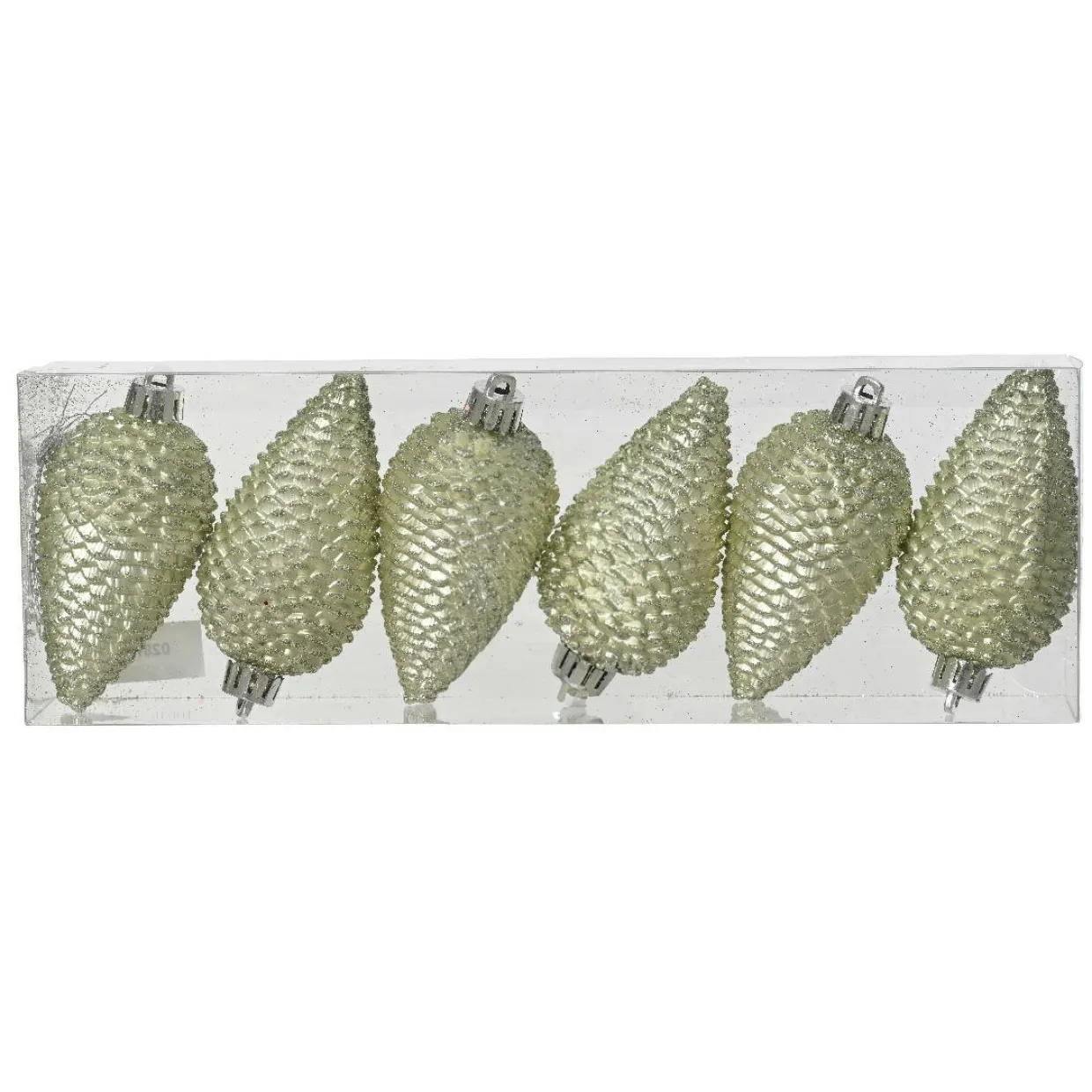 Lot de 6 pommes de pin à suspendre (H8 cm) Alpine Menthe blanche