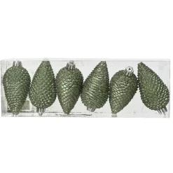Lot de 6 pommes de pin à suspendre (H8 cm) Alpine Vert romarin