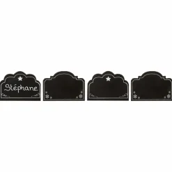 Lot de 4 porte-nom ou menu ardoise Noir