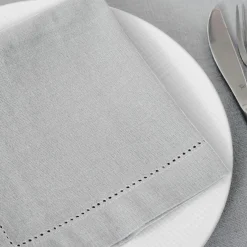 Lot de 4 serviettes coton (40 x 40 cm) Chambray Gris clair