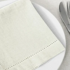 Lot de 4 serviettes coton (40 x 40 cm) Chambray Ecru