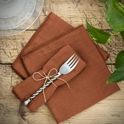 Lot de 3 serviettes gaze de coton (40 x 40 cm) Gaïa Terracotta