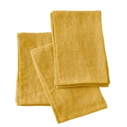 Lot de 3 serviettes lin lavé (40 x 40 cm) Louise Jaune moutarde