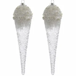 Lot de 2 stalactites à suspendre (H24 cm) Cornet de glace Transparent