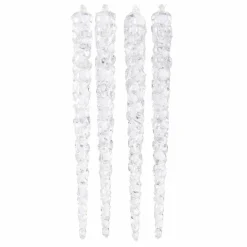 Lot de 4 stalactites de Noël à suspendre (H15 cm) Brillent dans le noir