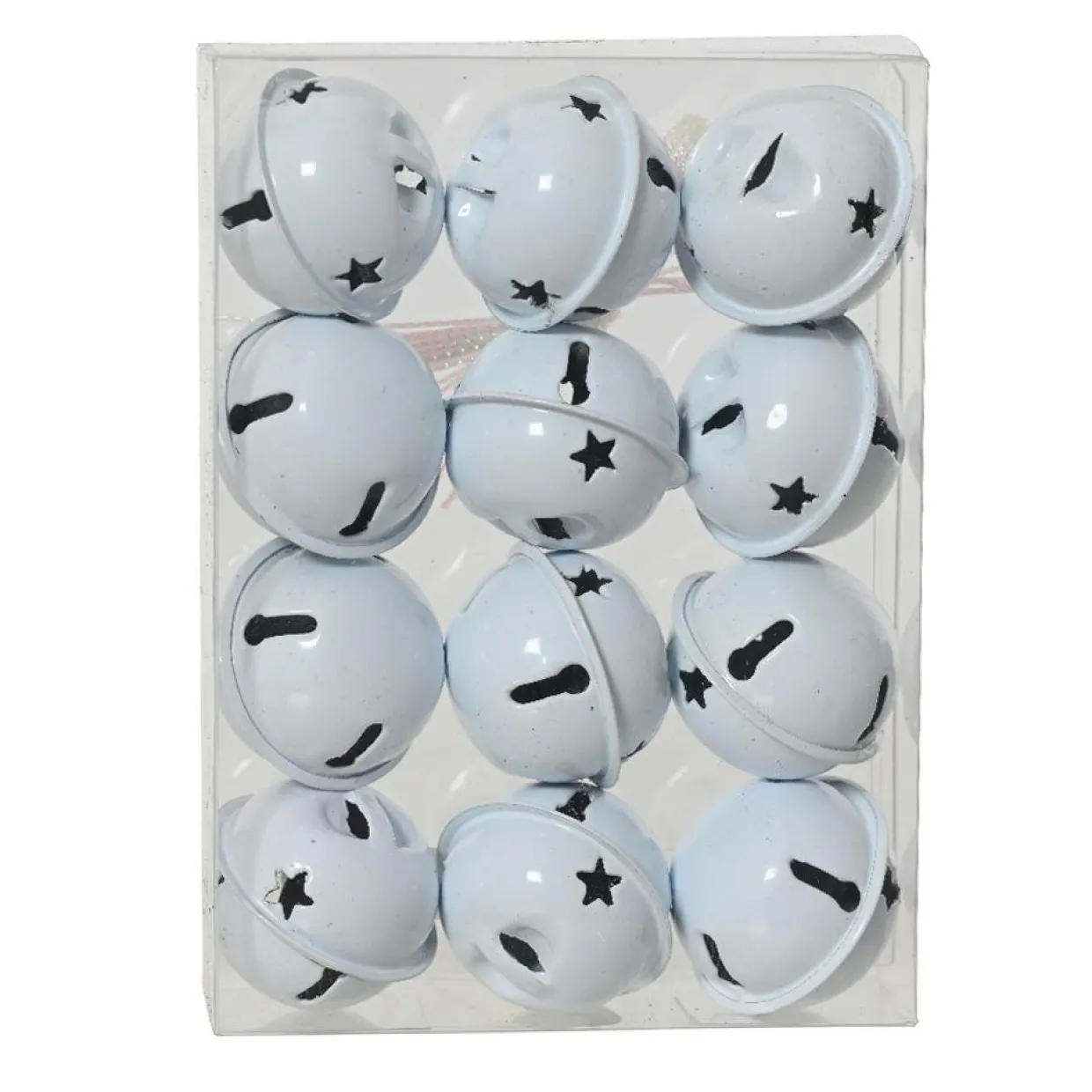 Lot de 12 suspensions de Noël en métal (D3 cm) Clochettes d'hiver Blanc
