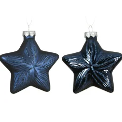 Lot de 2 suspensions en verre (H10 cm) Étoiles Céleste Bleu