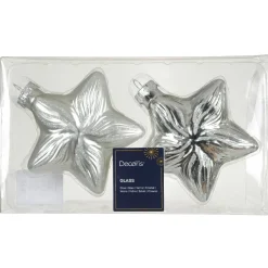 Lot de 2 suspensions en verre (H10 cm) Étoiles Céleste Argent