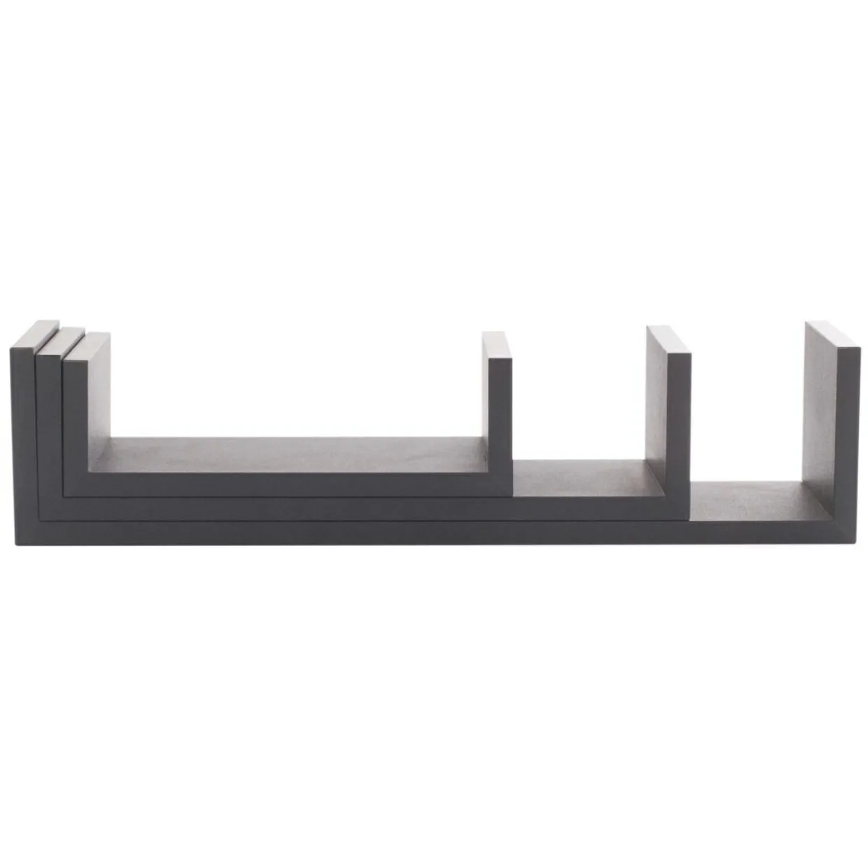 Lot de 3 étagères murales en bois (L22-32-42 cm) Bord Noir