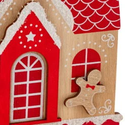 Maison à suspendre en bois (H15 cm) Heureux pain d'épices Rouge