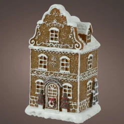 Maison de village à piles (H20 cm) Gourmandise pain d'épice