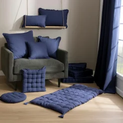 Matelas de sol coton (120 x 60 cm) Pixel Bleu marine