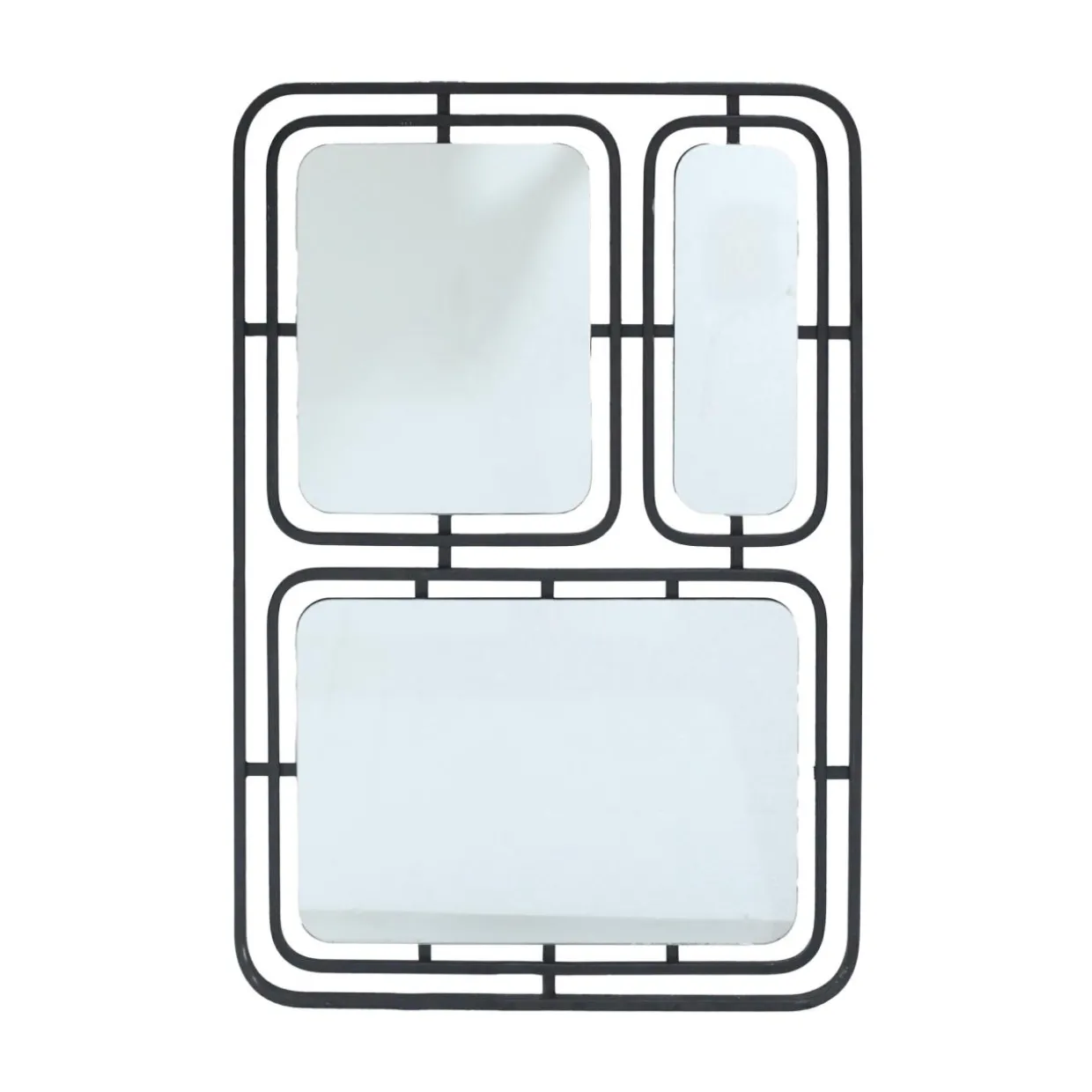 Miroir mural en métal (H80 cm) Reflet Métallique Noir