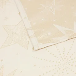 Nappe de Noël rectangulaire (360 x 140 cm) Nuit étoilée Beige et doré
