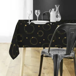 Nappe de Noël rectangulaire (150 x 300 cm) Star Noir et or