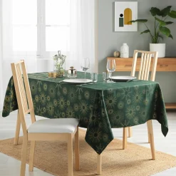 Nappe de Noël rectangulaire (150 x 300 cm) Pampille métallisé Vert
