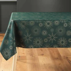 Nappe de Noël rectangulaire (150 x 300 cm) Pampille métallisé Vert
