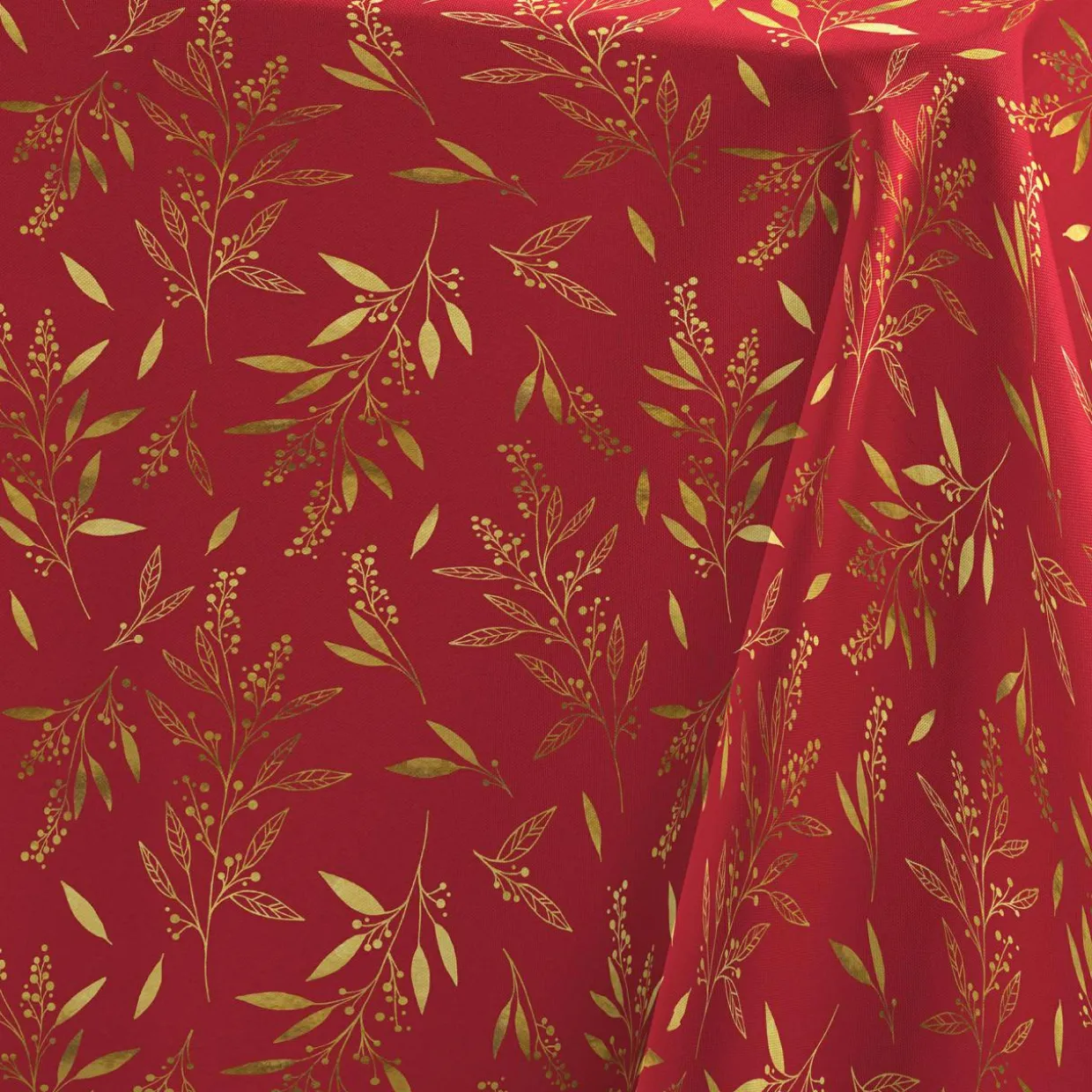 Nappe de Noël rectangulaire (140 x 240 cm) Naelle Rouge et or