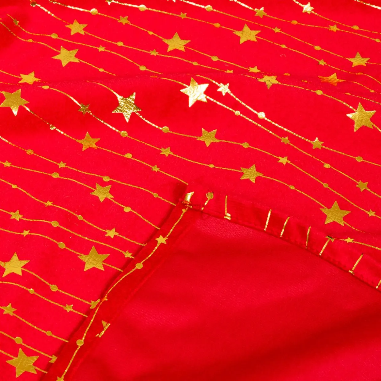 Nappe de Noël rectangulaire (140 x 240 cm) Pluie d'étoiles Rouge et doré