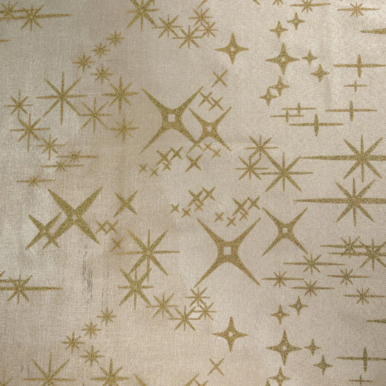 Nappe de Noël rectangulaire (140 x 240 cm) Étoiles Célestes Beige et doré