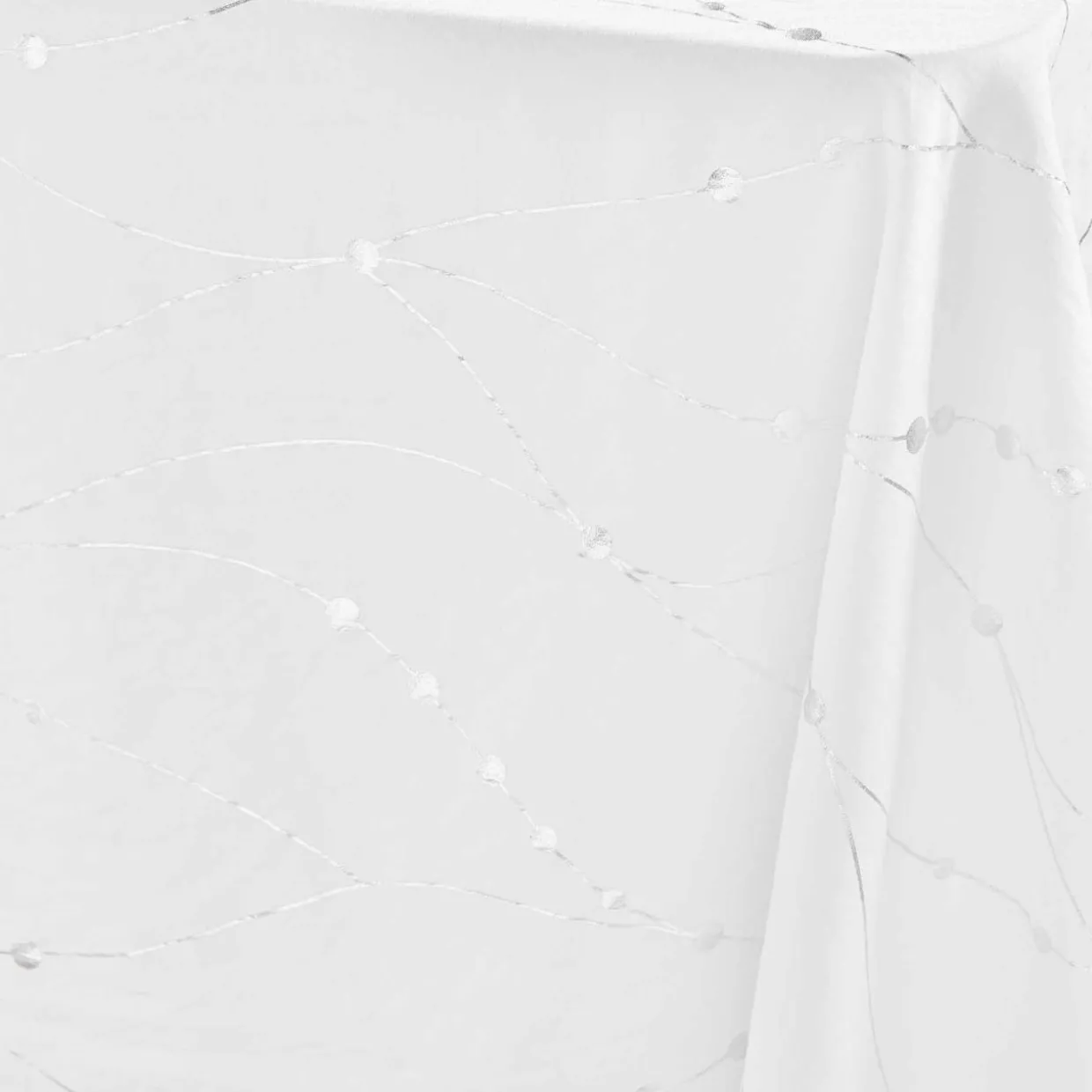 Nappe de Noël rectangulaire (140 x 240 cm) Astrelia Blanc et argent