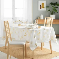Nappe rectangulaire (150 x 300 cm) Bloomy Blanche