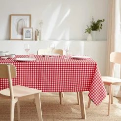 Nappe rectangulaire anti tache (140 x 250 cm) Elise Vichy Rouge