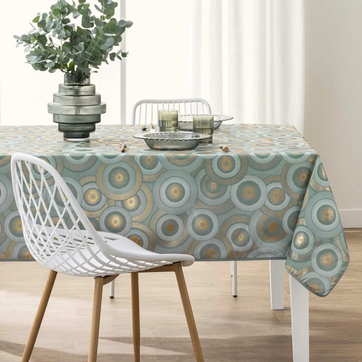 Nappe rectangulaire antitache (145 x 240 cm) Eclipse Vert Sauge