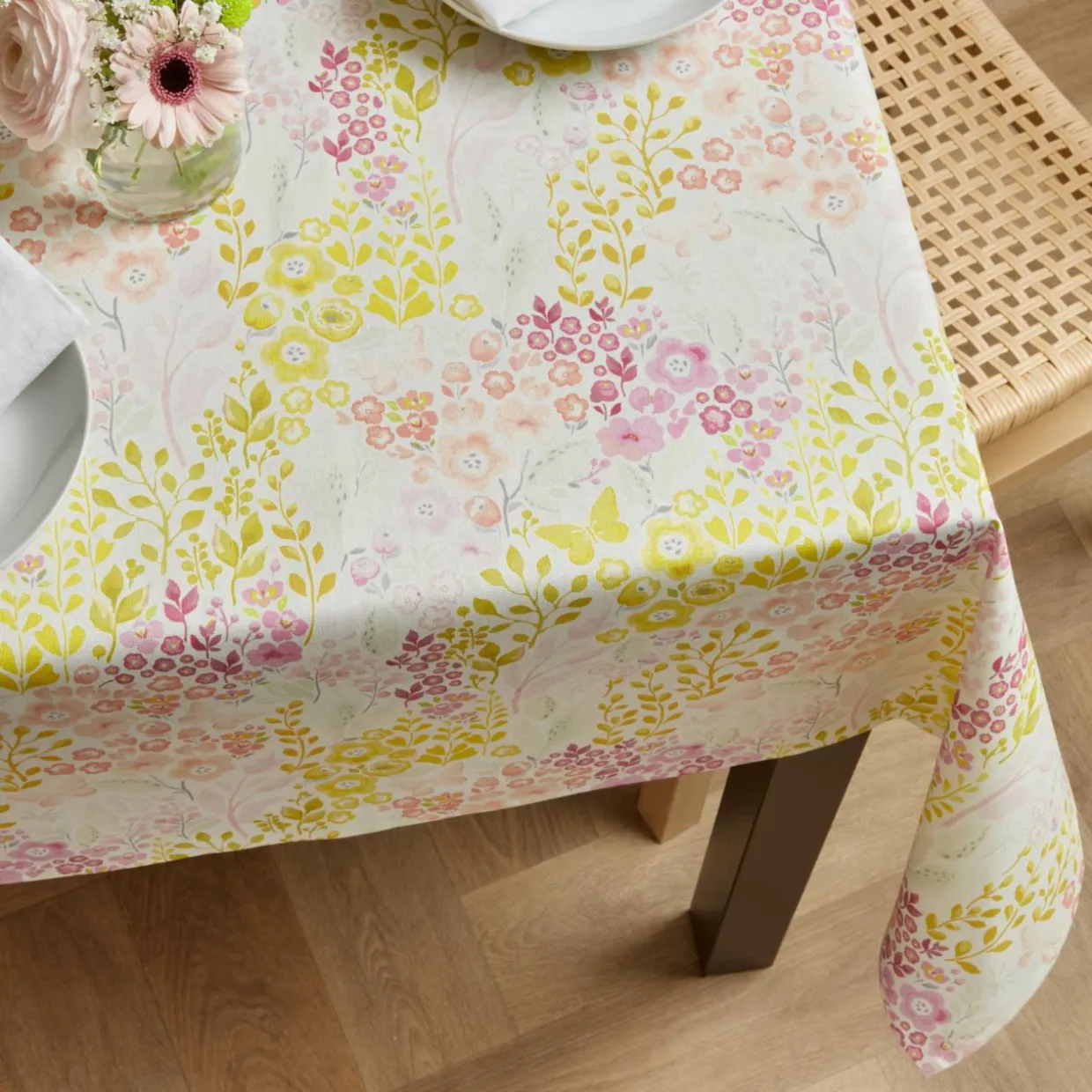 Nappe rectangulaire coton enduit (150 x 350 cm) Paquerettes Multicolore