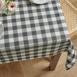 Nappe rectangulaire coton enduit (150 x 350 cm) Vichy Noire