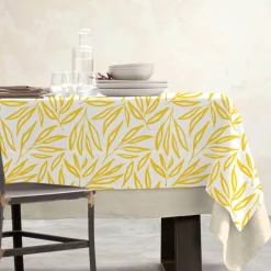 Nappe rectangulaire coton enduit (150 x 350 cm) Galice Jaune moutarde