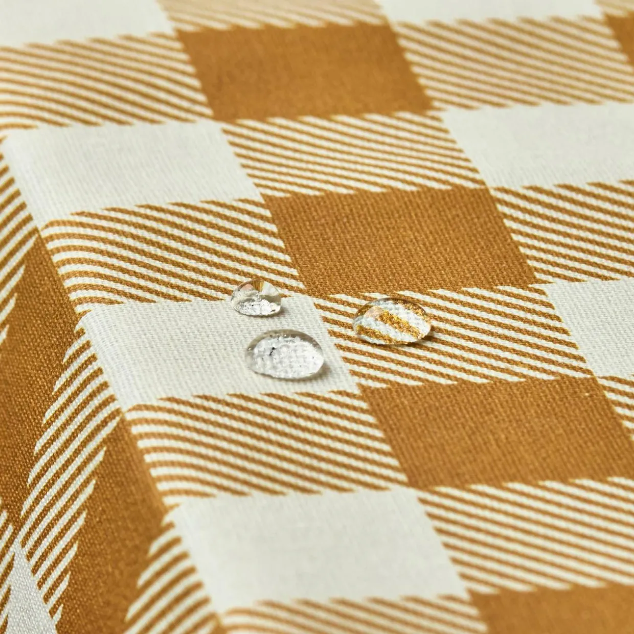 Nappe rectangulaire coton enduit (150 x 250 cm) Vichy Jaune moutarde