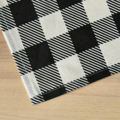 Nappe rectangulaire coton enduit (150 x 250 cm) Vichy Noire