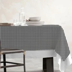 Nappe rectangulaire coton enduit (150 x 250 cm) Vichy Noire