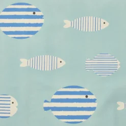 Nappe rectangulaire coton enduit (150 x 350 cm) Fish Bleue