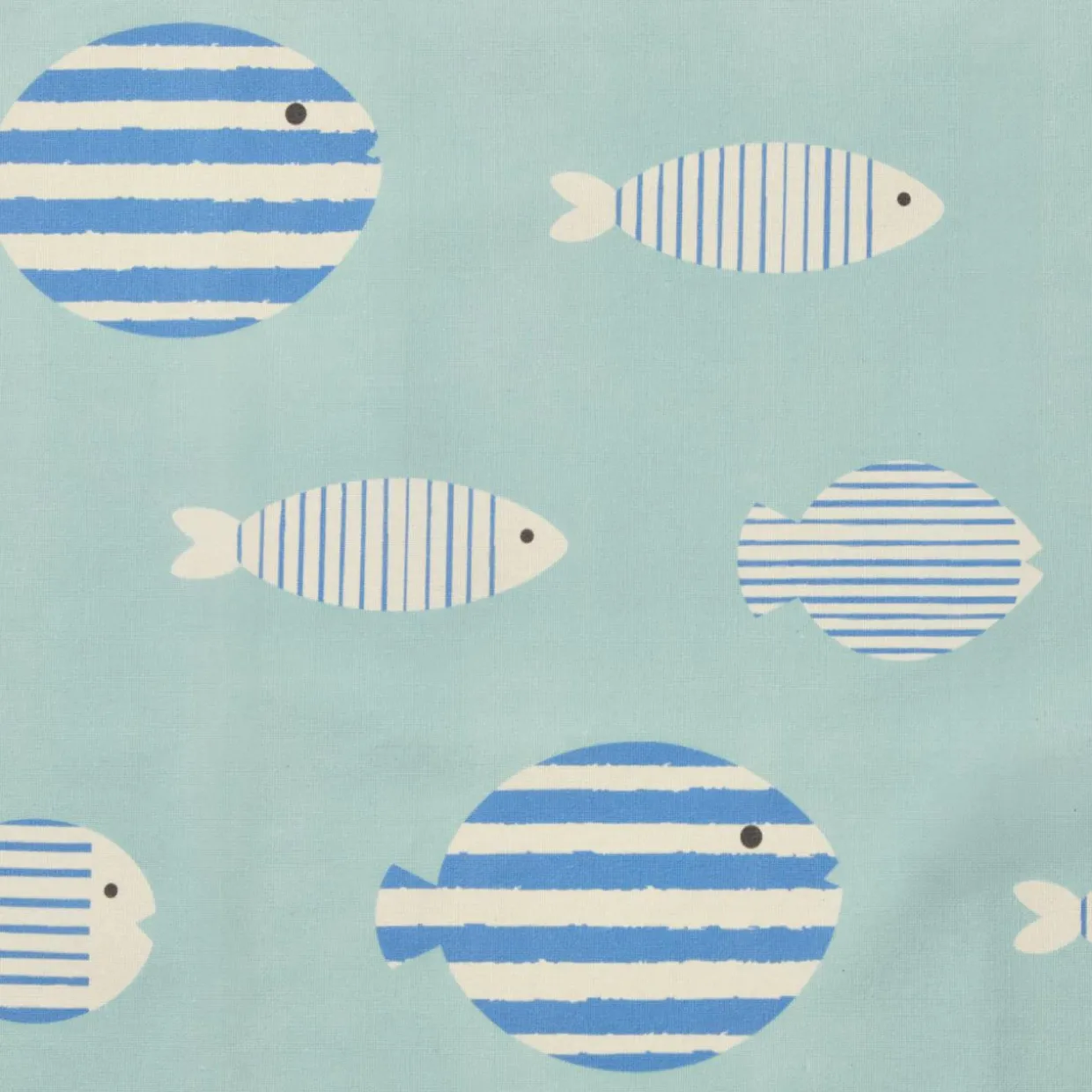 Nappe rectangulaire coton enduit (150 x 250 cm) Fish Bleue