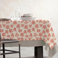 Nappe rectangulaire coton enduit (150 x 350 cm) Moorea Corail